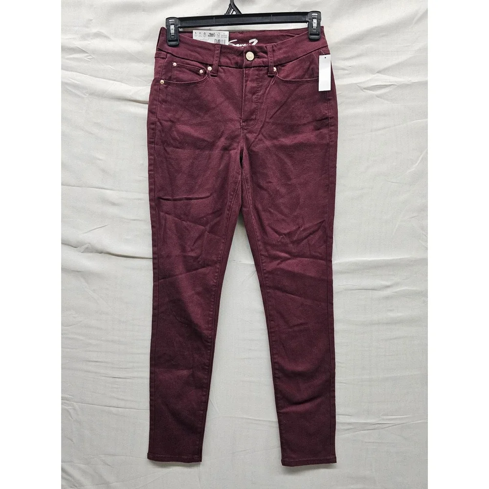 Seven7 Womens High Rise Skinny Jeans Burgundy Cotton Blend Casual Size 6